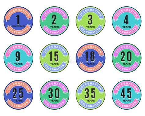 Anniversary Round Logo Templates Collection Wedding Badges In Flat Modern Style And Different