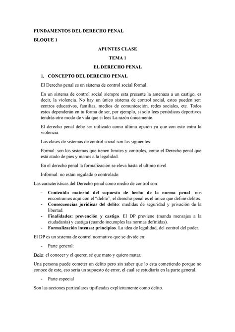 Fundamentos Del Derecho Penal Fundamentos Del Derecho Penal Bloque 1