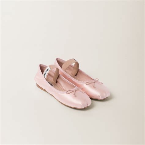 Orchid Pink Satin Ballerinas Miu Miu