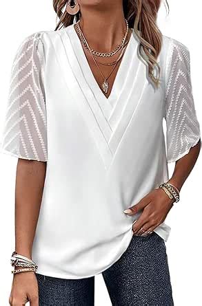 Rooscier Women S Mesh Wrap V Neck Ruched Short Sleeve Elegant Fitting