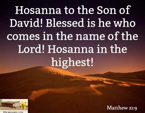 Hosanna To The Son Of David Blessed Is He Who Comes In The Name Of The