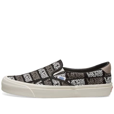 Vans Vault Classic Slip On LX Black Logo Checkerboard END