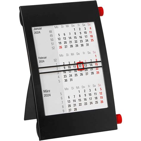 Tischkalender Drehkalender Schwarz Rot Office Discount