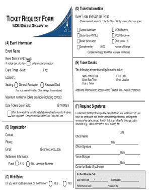 Fillable Online Wcsu TICKET REQUEST FORM Wcsu Fax Email Print PdfFiller