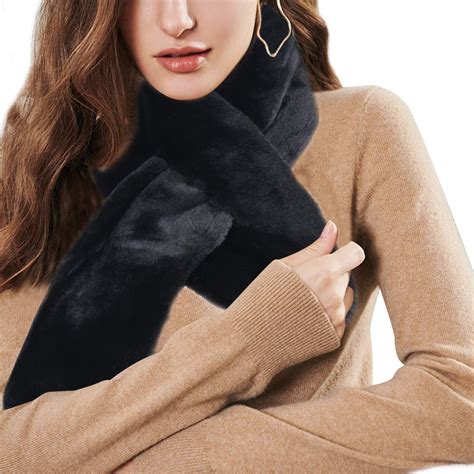 Womens Faux Fur Scarf Yiduode Long Faux Fur Warm Soft Furry Wrap Around Loophole Scarf Buy