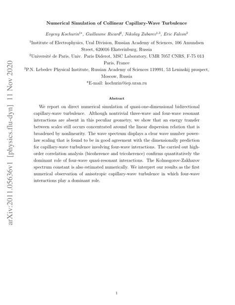 (PDF) Numerical Simulation of Collinear Capillary-Wave Turbulence