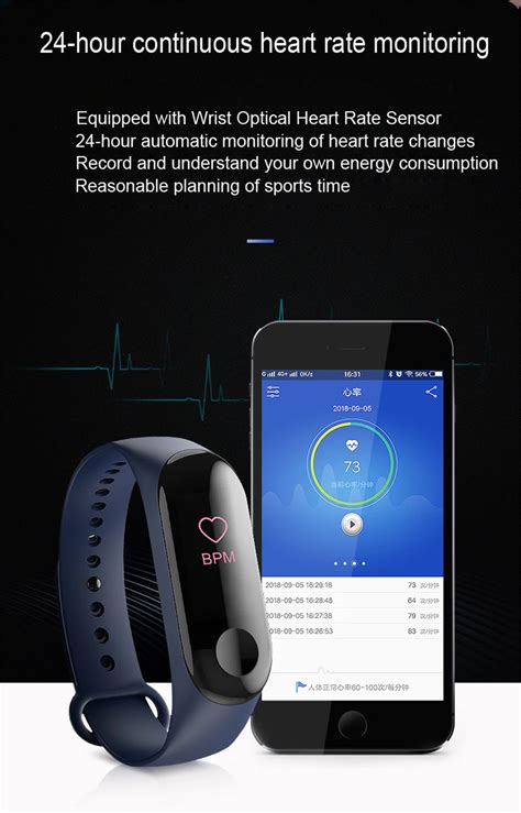 Montre connectée M3 Bracelet intelligent Bracelet intelligent Fitness