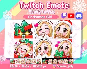 Christmas Twitch Emotes Black Hair Brown Eyes Santa Etsy