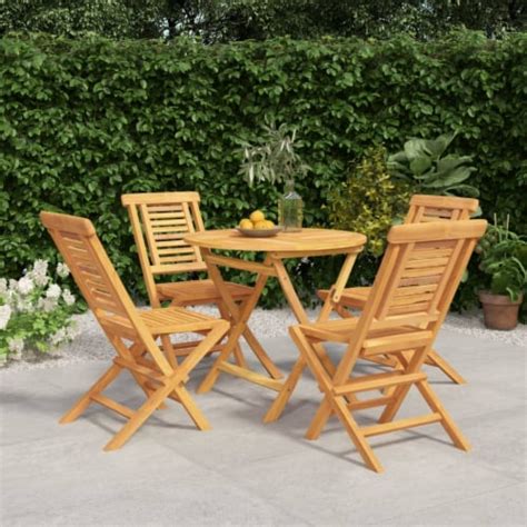 vidaXL 5 Piece Patio Dining Set Solid Wood Teak, 33.5 "x33.5 "x29.9 ...