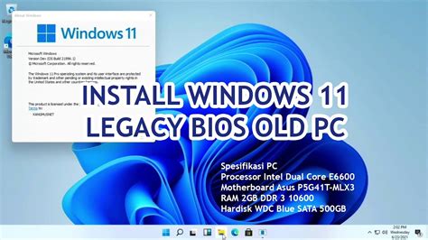 Install Windows 11 On Legacy Bios Old Pc Dualcore E6600 And G41 Motherboard Youtube