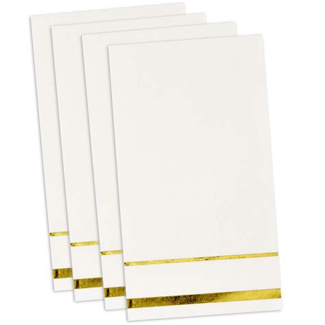 Gold Trim Guest Napkins Elegant Disposable Paper Hand Towels For