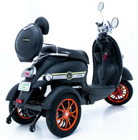 Green Power 3 Wheeled Retro Style Electric Mobility Scooter Black For