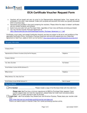 Fillable Online Eca Certificate Voucher Request Form Identrust Fax