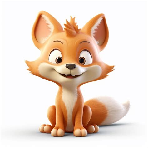 Premium AI Image Cartoon Fox Sitting On The Ground With A Smile On