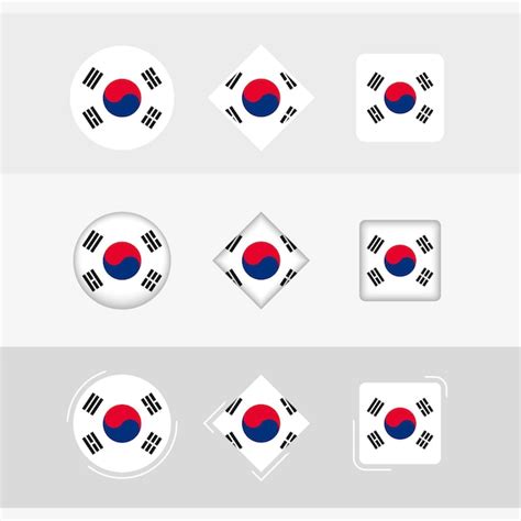 Premium Vector South Korea Flag Icons Set Vector Flag Of South Korea