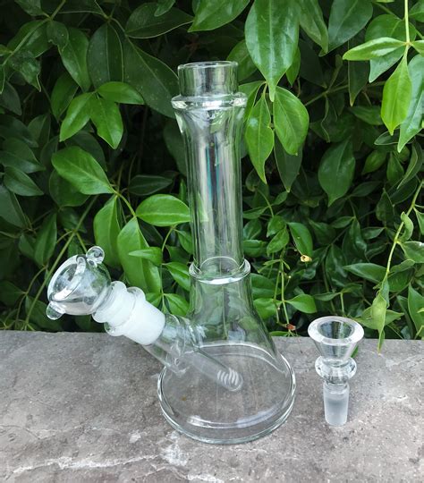 8 Thick Straight Glass Beaker Bong W2 14mm Slide Bowls All Clea