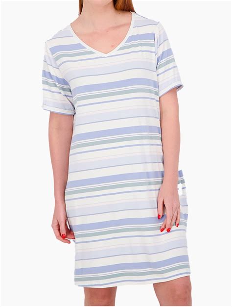 Myrunway Shop Tchibo Multi Stripe Short Sleeve Night Dress For Women