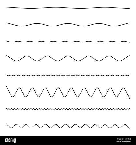 Black Wavy Lines Zigzag Vector Set Hand Drawn Borders Decorative