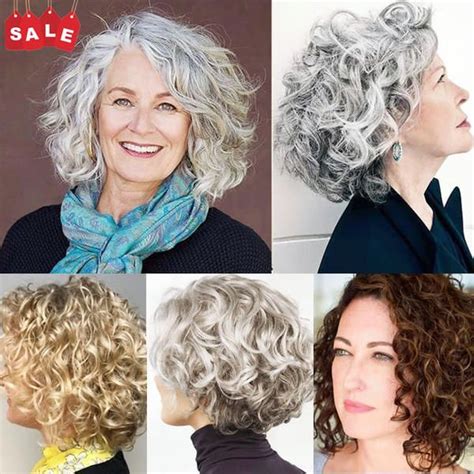 Fashion & Natural Pixie Cut Short Wiglets for Women Over 40 Wavy Beach Hair, Grey Curly Hair ...