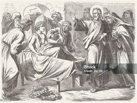 Jesus Raises The Widows Son Published In 1877 Stock Illustration Download Image Now Istock