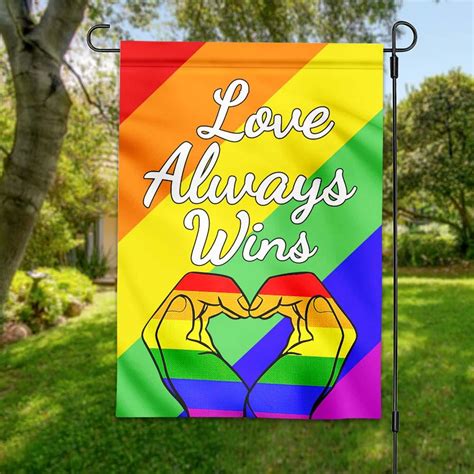 Unifinz Lgbt Pride Flag Love Always Wins Heart Shape Hands Rainbow Col