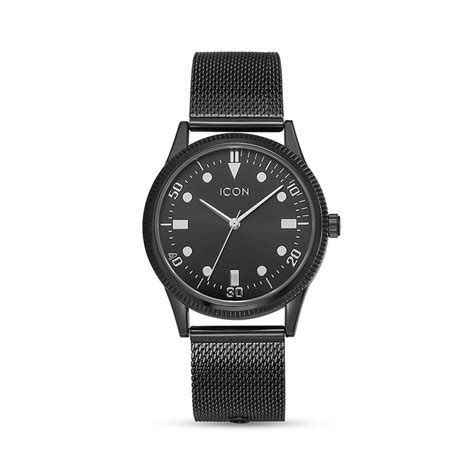 Icon Mens Black Mesh Strap Watch