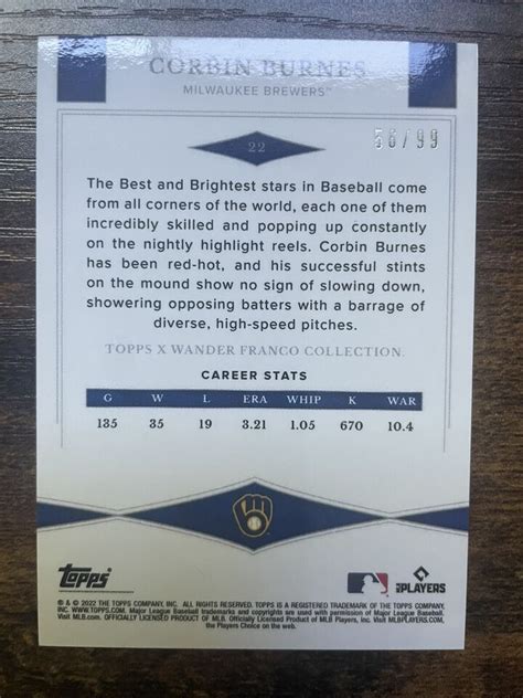 Topps X Wander Franco Corbin Burnes Best Brightest Green Ebay