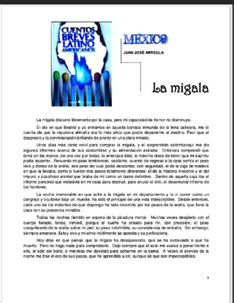 SOLVED El texto que vas a leer es la migala del autor Juan José