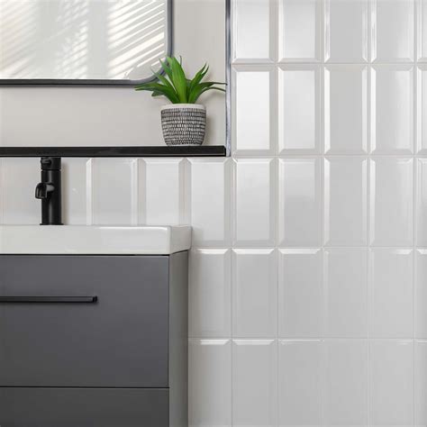 Subway Bevelled White Gloss Ceramic Metro Tile