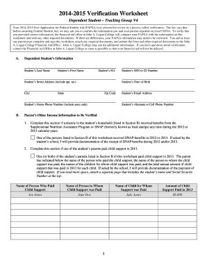 Fillable Online Jalc 02 10 14 3a 2014 2015 Verification Worksheet