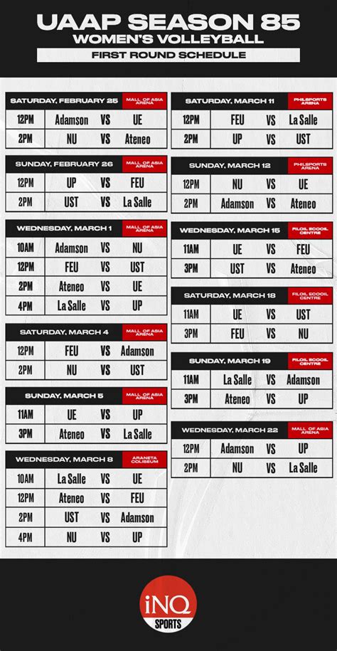 Schedule Uaap Season Women S Volleyball Final Four Inquirer Sports