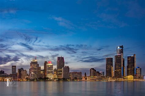 the Detroit skyline on Behance