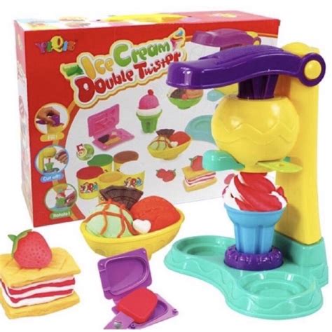 Ice Cream Double Twister Play Dough Set Modeling Clay Set Tanah