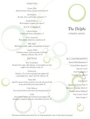 Fine Dining Restaurant Menu | Fine Dining Menus