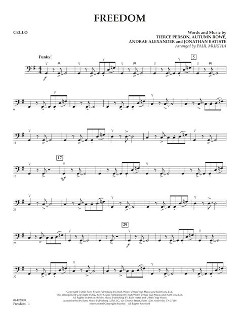 Freedom Arr Paul Murtha Cello Sheet Music Jon Batiste String