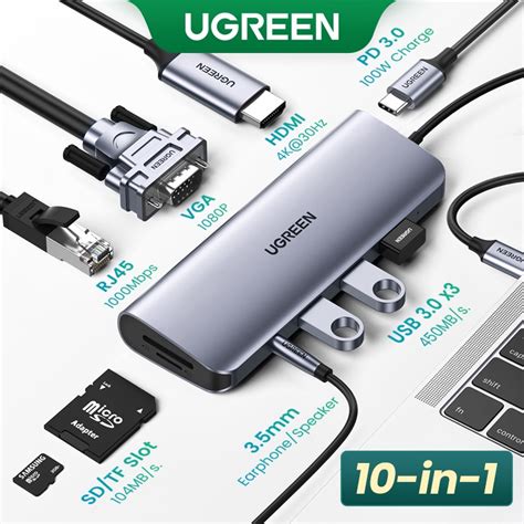 UGREEN USB C Hub 10 In 1 Type C Hub With Ethernet 4K USB C To HDMI VGA