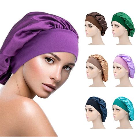 Silk Hair Sleeping Cap Hat Shower Caps Sleeping Hat Satin Bonnet Long Hair Care Women Sleep Hat ...