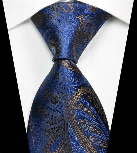 Hot Classic Paisley Dark Blue Brown JACQUARD WOVEN 100 Silk Men S Tie