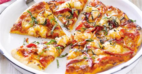 Prawn Roasted Capsicum And Chilli Pizza