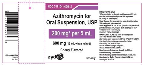 Azithromycin Oral Suspension Package Insert Prescribing Info