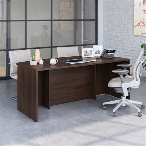 Sauder Affirm Engineered Wood Bowfront Executive Desk In Noble Elm