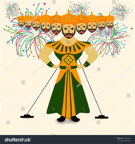 Illustration Ravana His Ten Heads Traditional Stock Vector (Royalty ...