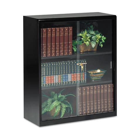 Tennsco Executive Steel Bookcase With Glass Doors Three Shelf W X