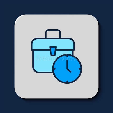 Icono De Tiempo De Trabajo De Esquema Relleno Aislado En Fondo Azul