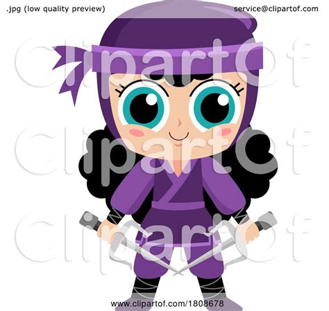 Cartoon Ninja Girl with Sai Knives by Hit Toon #1808678