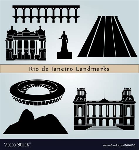 Rio de Janeiro landmarks and monuments Royalty Free Vector