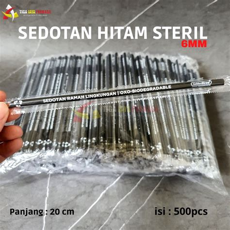 Jual Sedotan Hitam 6 MM Steril Ujung Tajam Runcing Lancip Bungkus