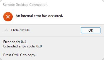 Windows Troubleshooting An Internal Error Has Occurred With Remote