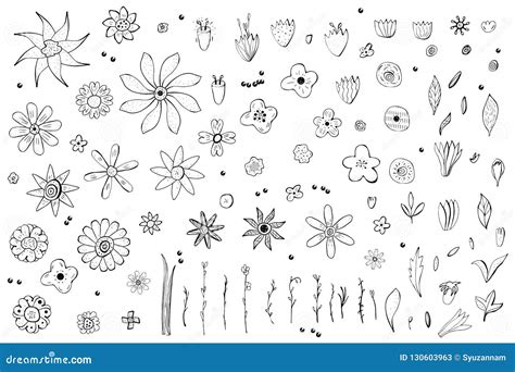 Flowers Composition In Doodle Style Vector Ilustration Stock Vector