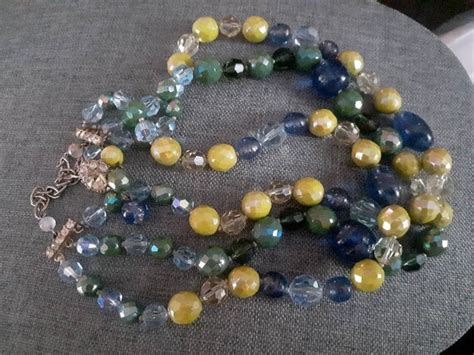 J Mccain Ny Multi Strand Glass Bead Necklace Gem